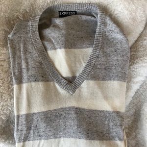 Gray and White Express Sweater